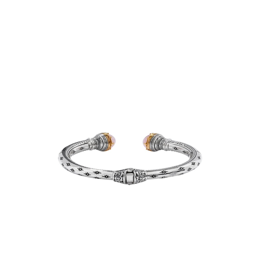 KONSTANTINO STERLING SILVER & 18K GOLD MORGANITE BRACELET