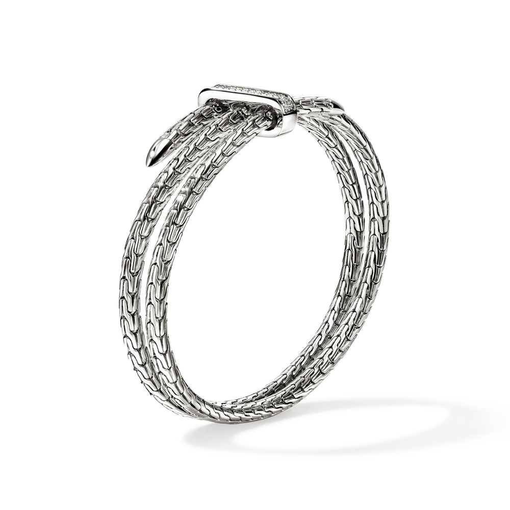 Spear Double Flex Cuff, Sterling Silver, Diamonds, Slim