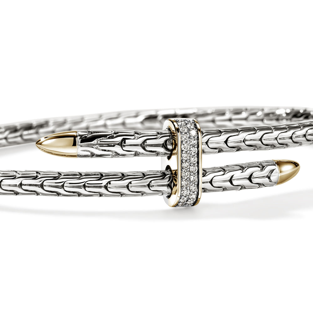 Spear Flex Cuff, Gold, Sterling Silver, Diamonds, Slim