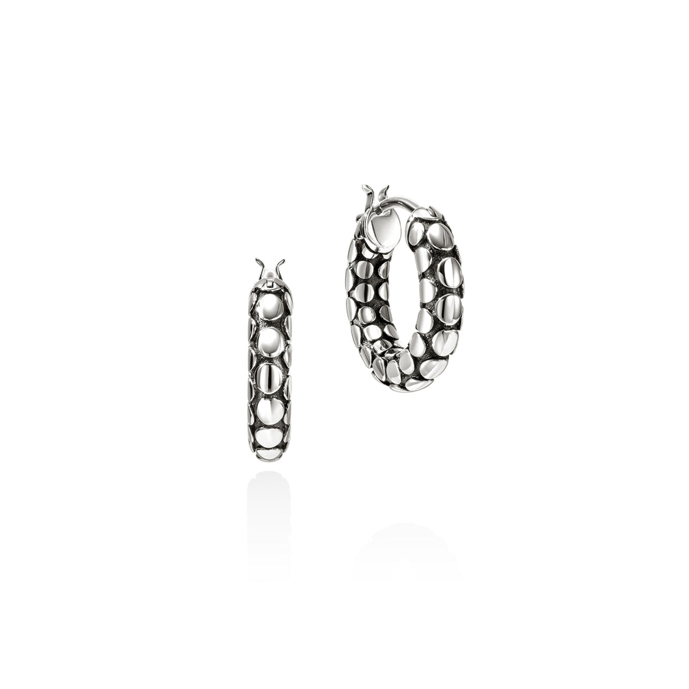 Dot Hoop Earrings, Sterling Silver, 15MM