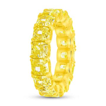 Uneek Natureal Collection Eternity Radiant Fancy Yellow Diamond Anniversary Ring