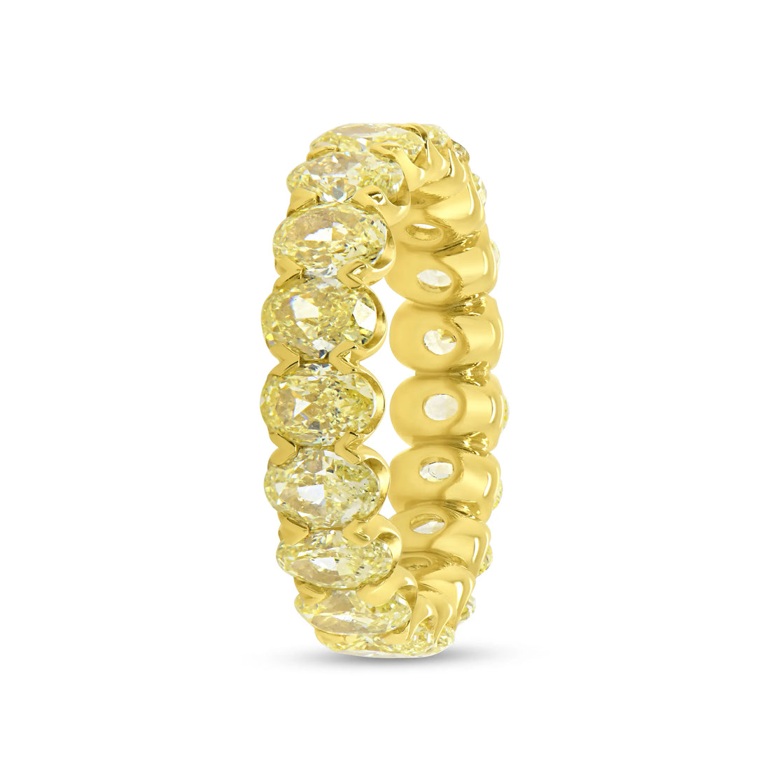 Uneek Eternity Collection 1-Row Oval Shaped Fancy Yellow Diamond Anniversary Ring
