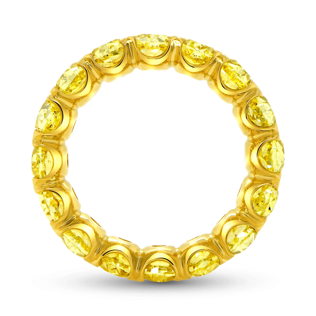 Uneek Eternity Collection 1-Row Oval Shaped Fancy Yellow Diamond Anniversary Ring
