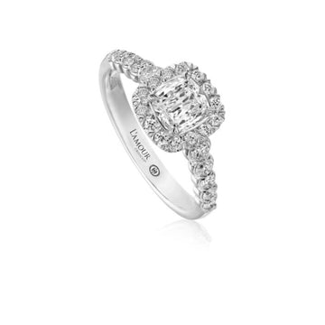 Christopher Designs L'Amour Crisscut Cushion Shape Diamond Engagement Ring