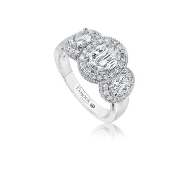 Christopher Designs L'Amour Crisscut Oval Shape Diamond Engagement Ring