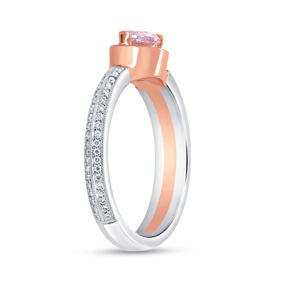Uneek Natureal Collection Halo Pear Shaped Fancy Pink Diamond Engagement Ring