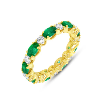 Uneek Precious Collection Eternity Oval Shaped Green Diamond Wedding Ring