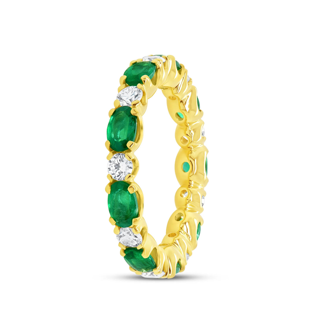 Uneek Precious Collection Eternity Oval Shaped Green Diamond Wedding Ring