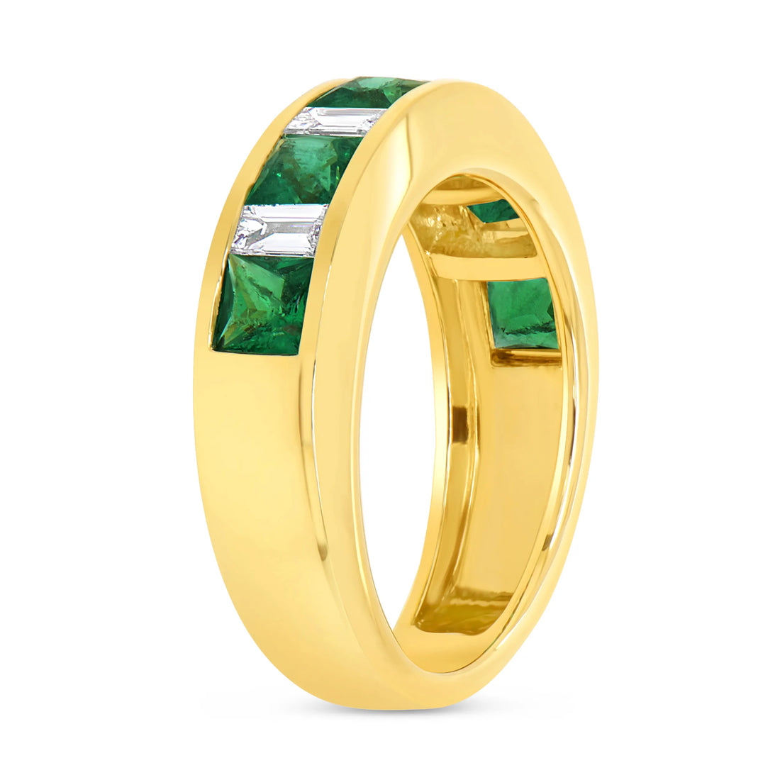 Uneek Precious Collection 1-Row Princess Cut Emerald Fashion Ring