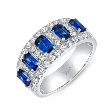 Uneek Precious Collection Emerald Cut Blue Sapphire Fashion Ring