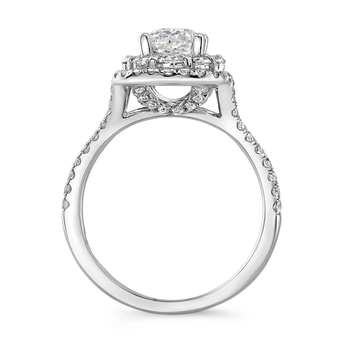 Uneek Silhouette Collection Double-Halo Oval Shaped Engagement Ring