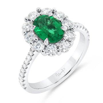 Uneek Petals Collection Halo Oval Shaped Engagement Ring