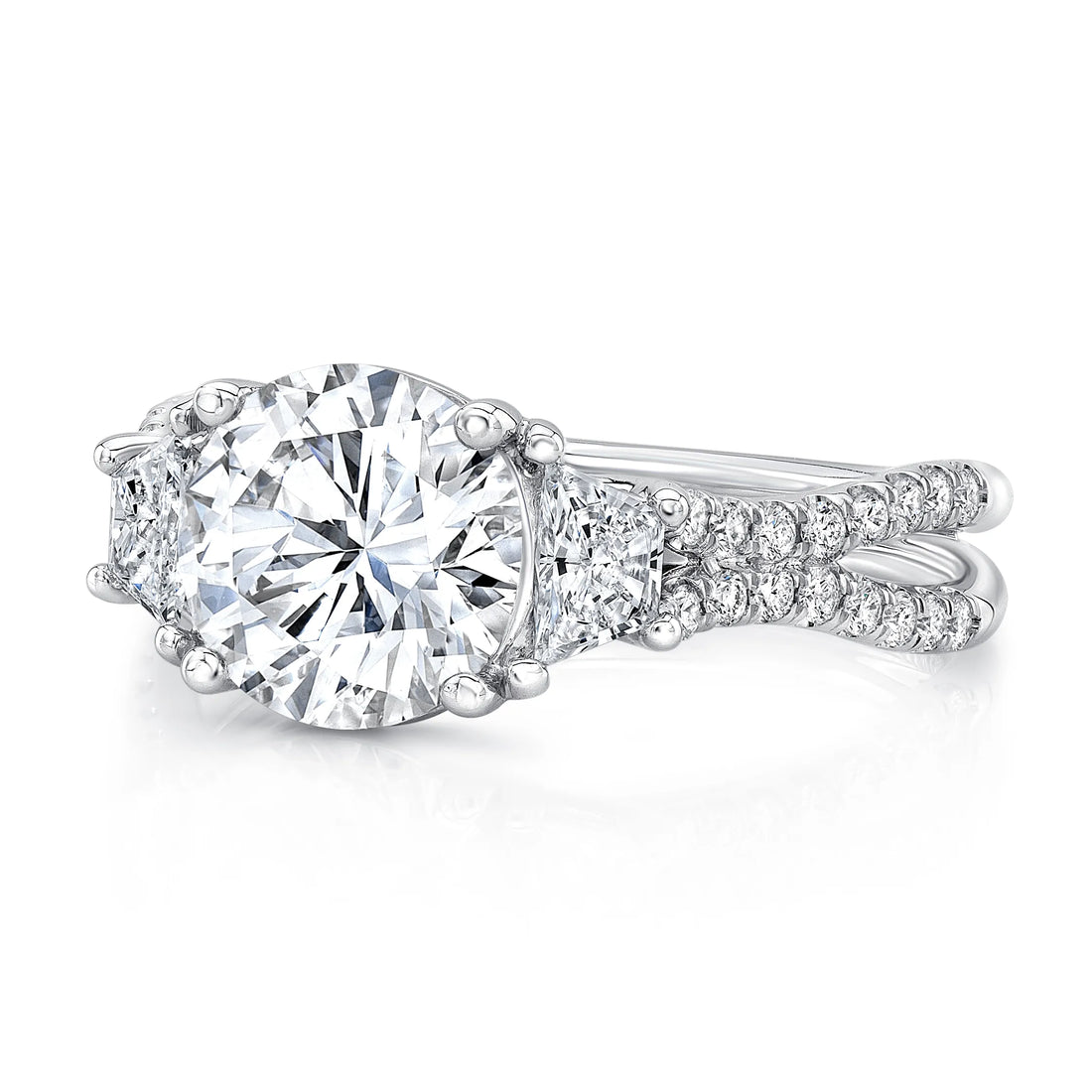 Uneek Silhouette Collection Three-Stone Engagement Ring