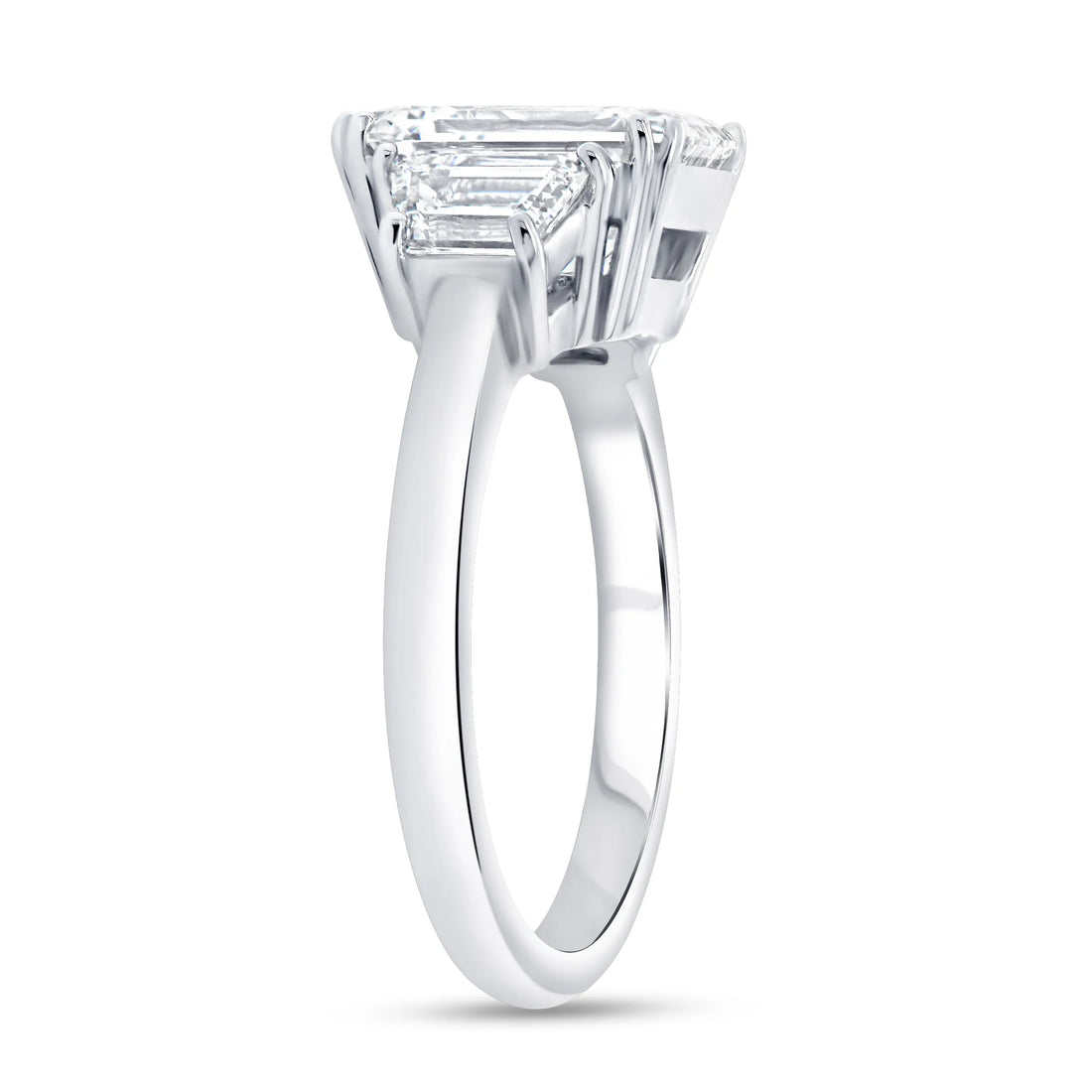 Uneek Signature Collection Three-Stone Emerald Cut Diamond Engagement Ring