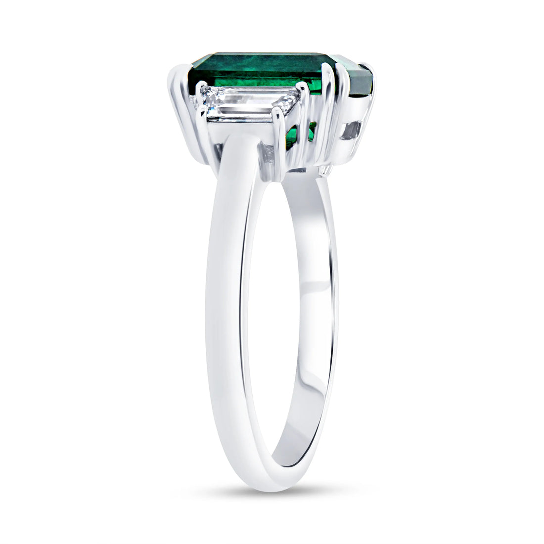 Uneek Precious Collection Three-Stone Octagon  Shaped Emerald Engagement Ring