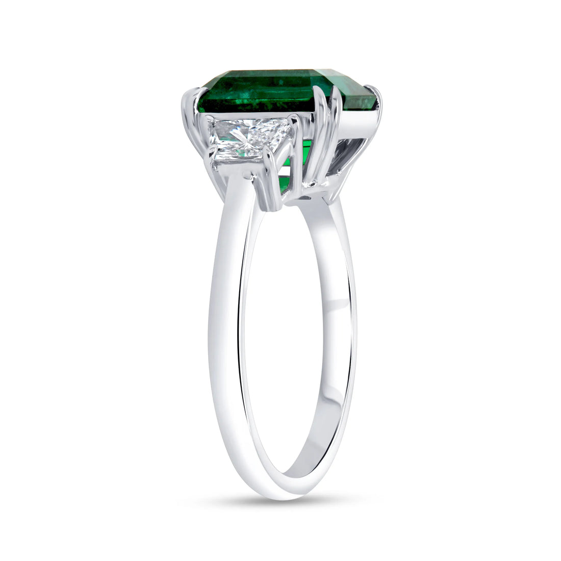 Uneek Collection Three-Stone Emerald Cut Emerald Engagement Ring