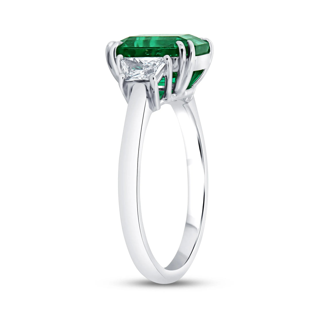 Uneek Collection Three-Stone Octagon  Shaped Emerald Engagement Ring