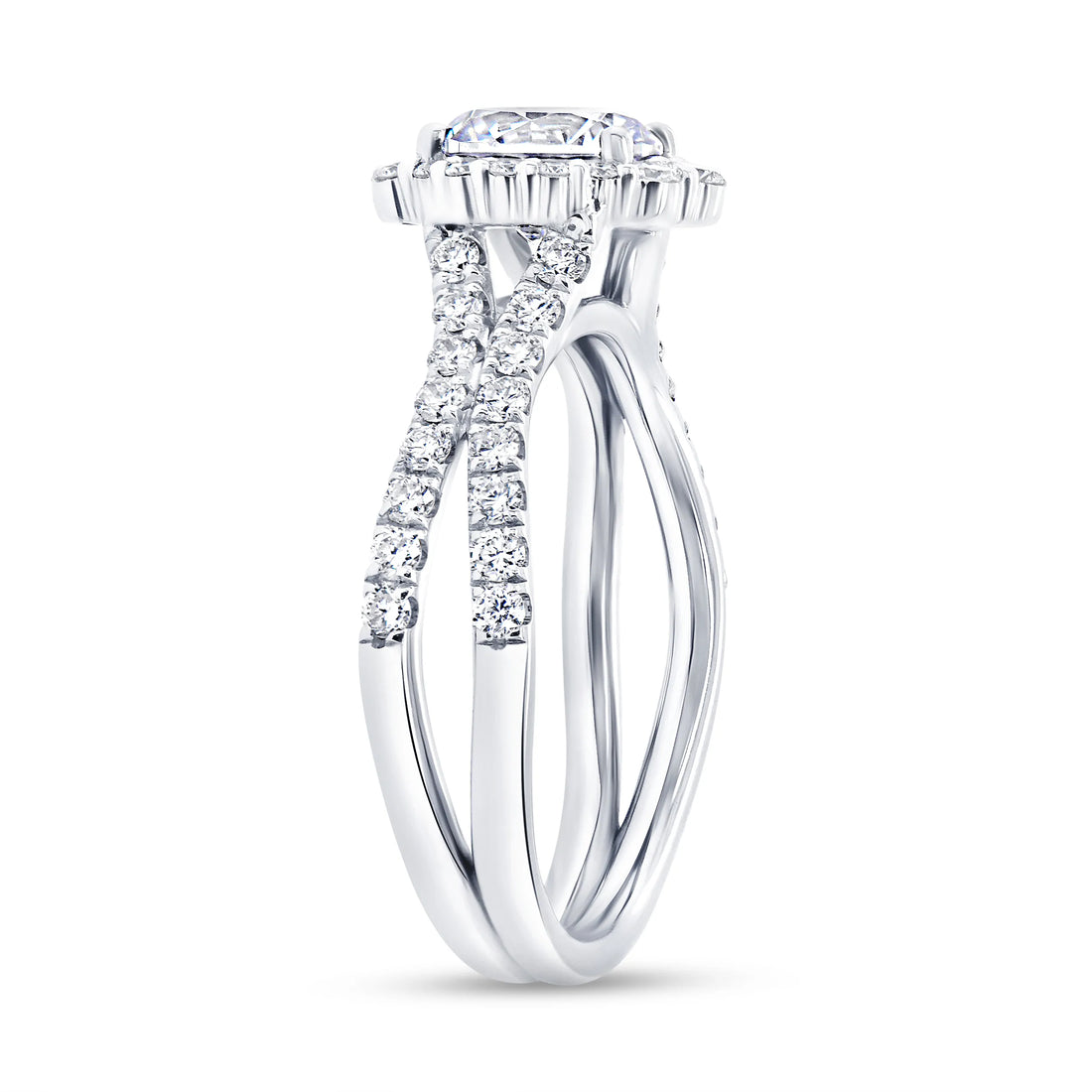 Uneek Petals Collection Halo Round Engagement Ring