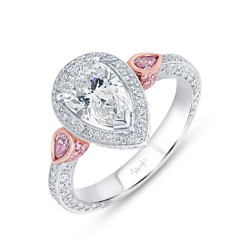 Uneek Natureal Collection Halo Pear Shaped Diamond Engagement Ring