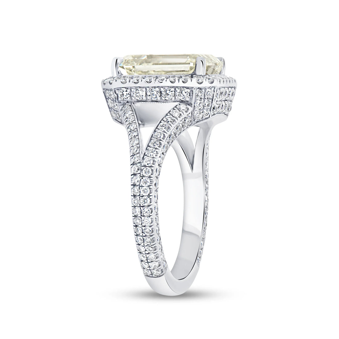 Uneek Silhouette Collection Halo Emerald Cut Diamond Engagement Ring