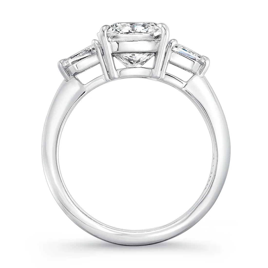 Uneek Contemporary Cushion-Center Three-Stone Engagement Ring