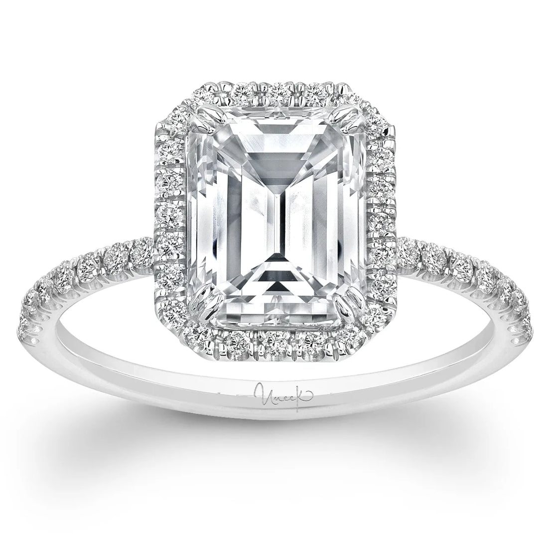 Uneek Timeless Collection Halo Emerald Cut Engagement Ring