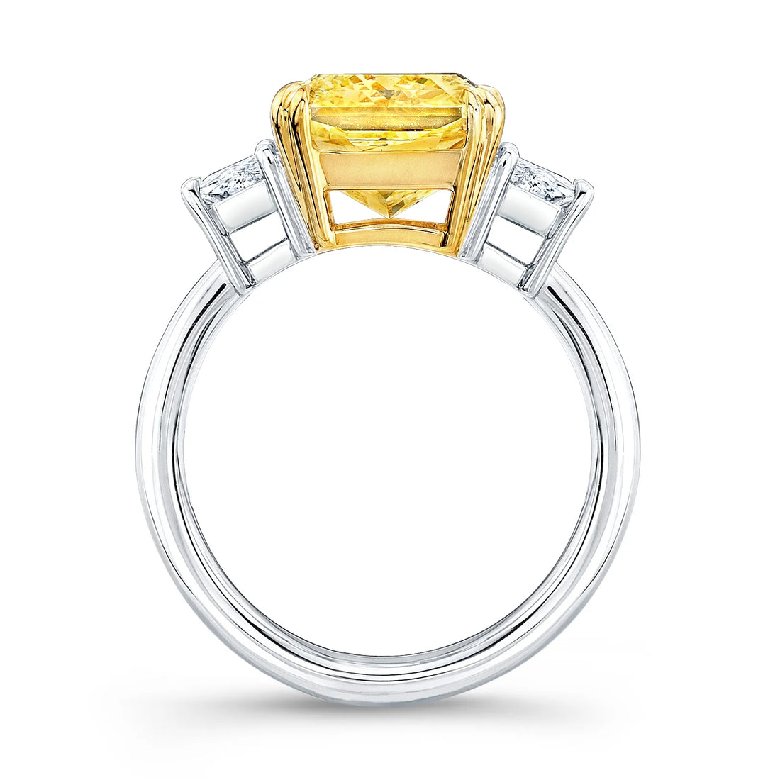 Uneek Natureal Collection Three-Stone Radiant Yellow Diamond Engagement Ring