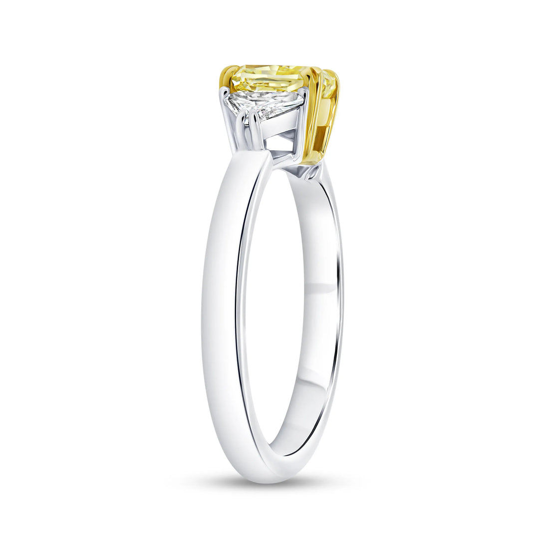 Uneek Natureal Collection Three-Stone Radiant Yellow Diamond Engagement Ring