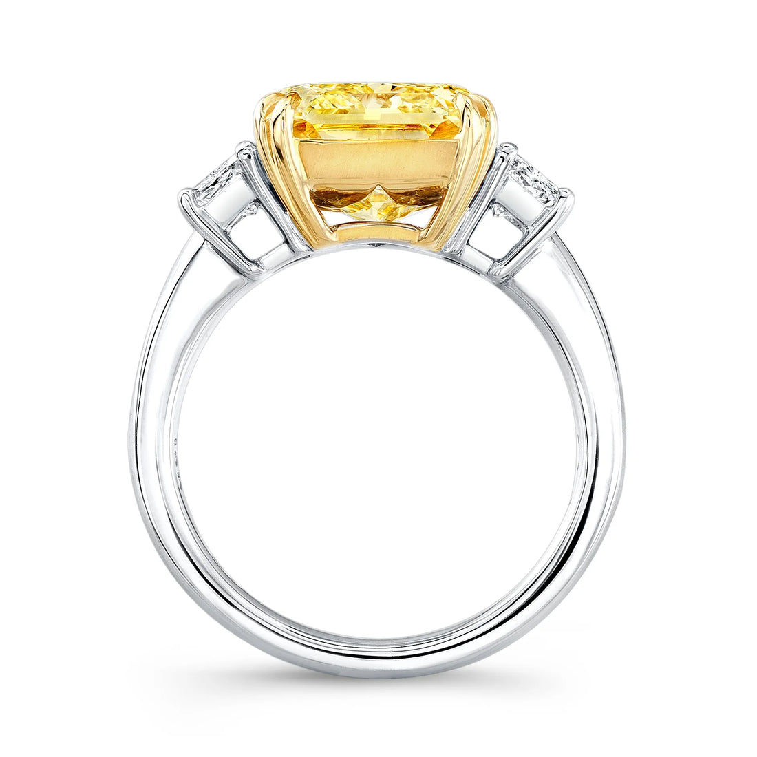 Uneek Yellow and White Diamond Three-Stone Engagement Ring