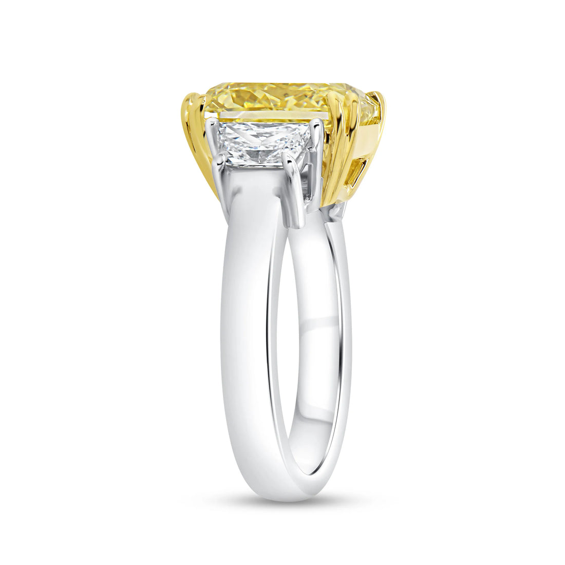 Uneek Natureal Collection Three-Stone Radiant Fancy Yellow Diamond Engagement Ring