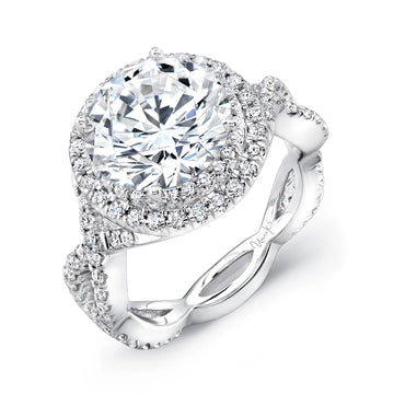Uneek Natureal Collection Double-Halo Round Engagement Ring