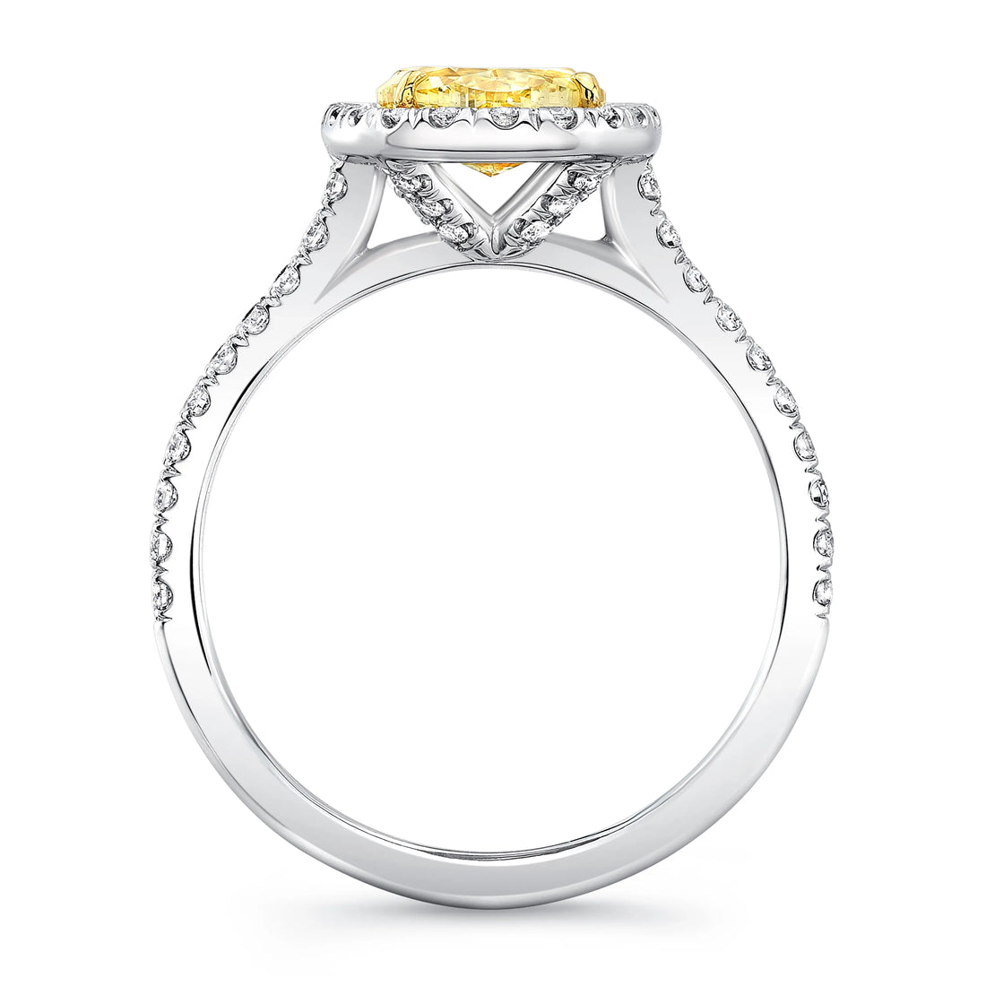 Uneek Oval Fancy Yellow Diamond Halo Ring
