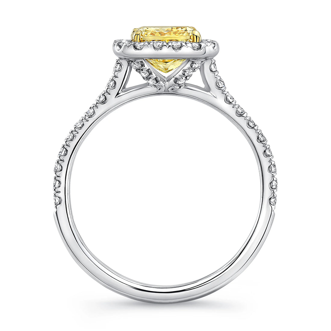 Uneek Radiant-Cut Fancy Yellow Diamond Halo Ring