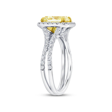 Uneek Natureal Collection Halo Radiant Yellow Diamond Engagement Ring