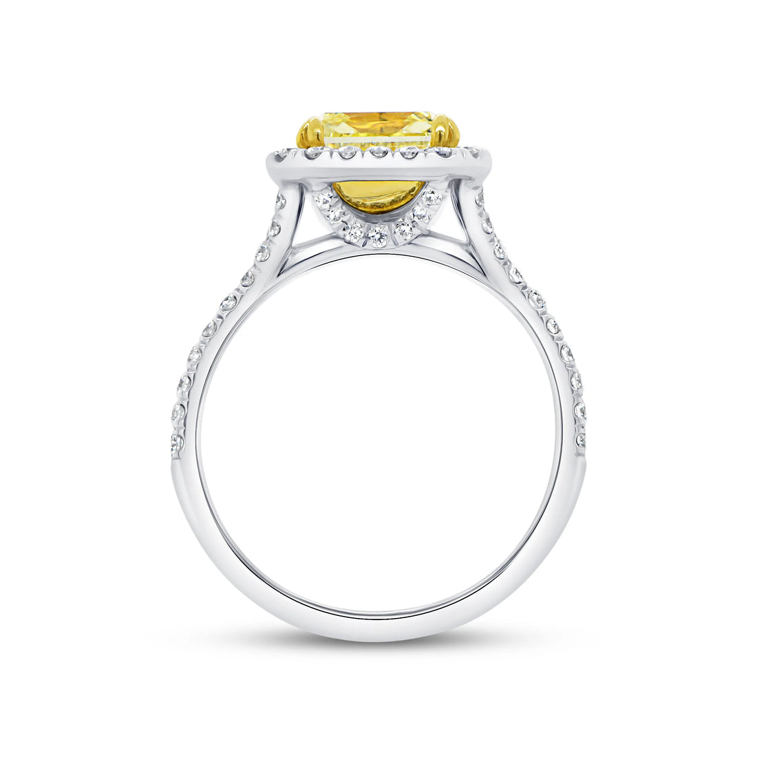 Uneek Natureal Collection Halo Radiant Yellow Diamond Engagement Ring