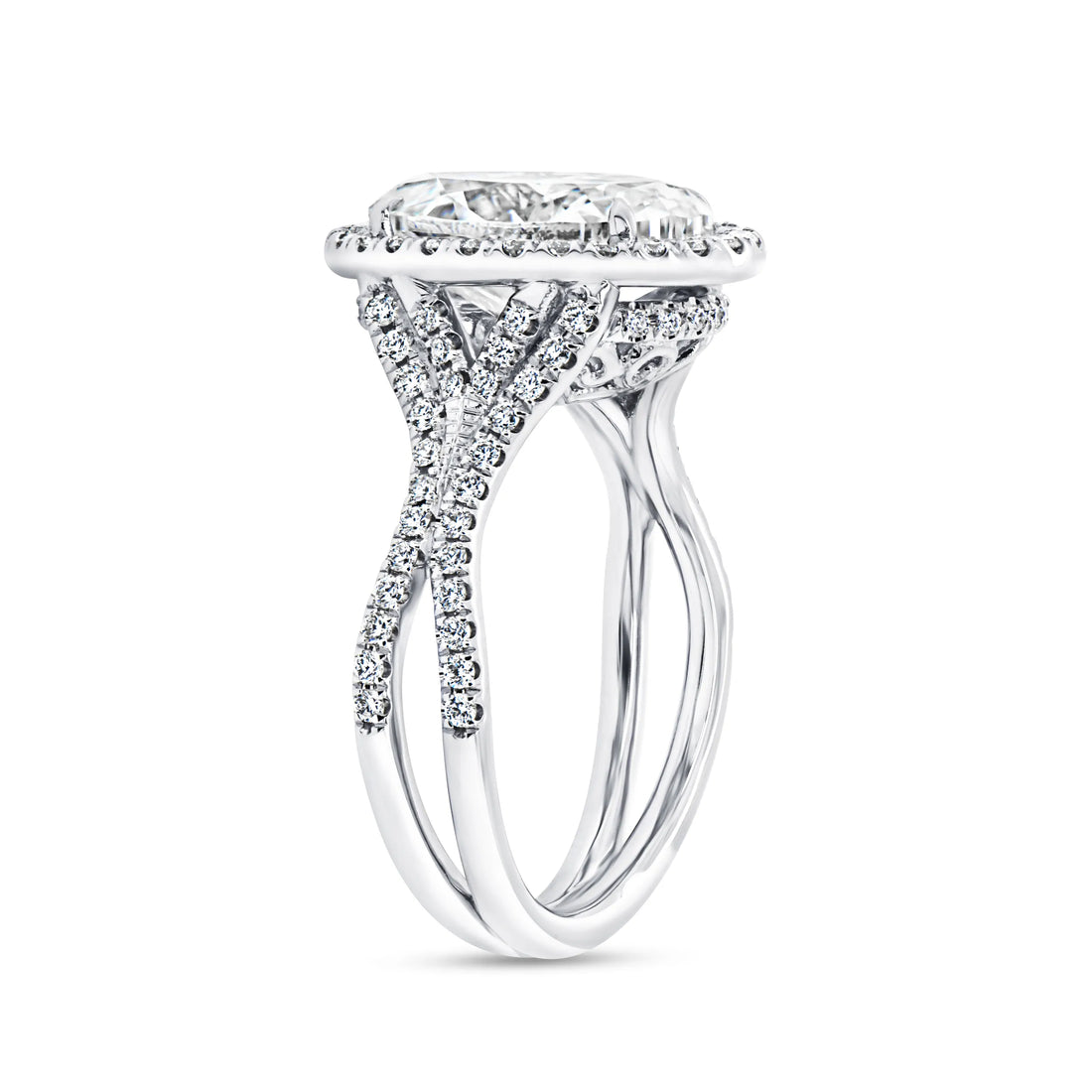 Uneek Signature Collection Halo Oval Shaped Diamond Engagement Ring