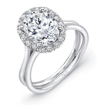 Uneek Silhouette Collection Halo Oval Shaped Engagement Ring