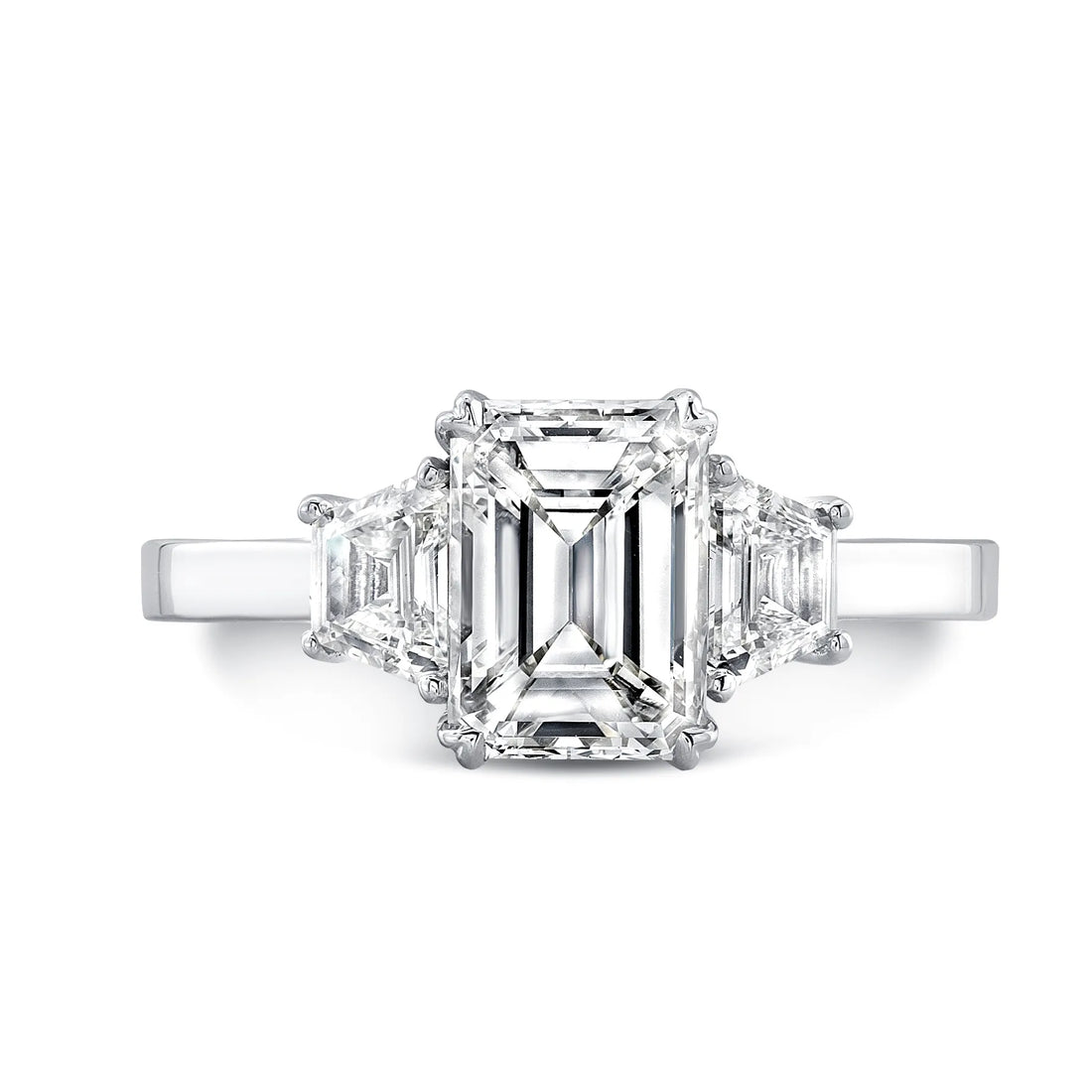 Uneek Signature Collection Three-Stone Emerald Cut Diamond Engagement Ring