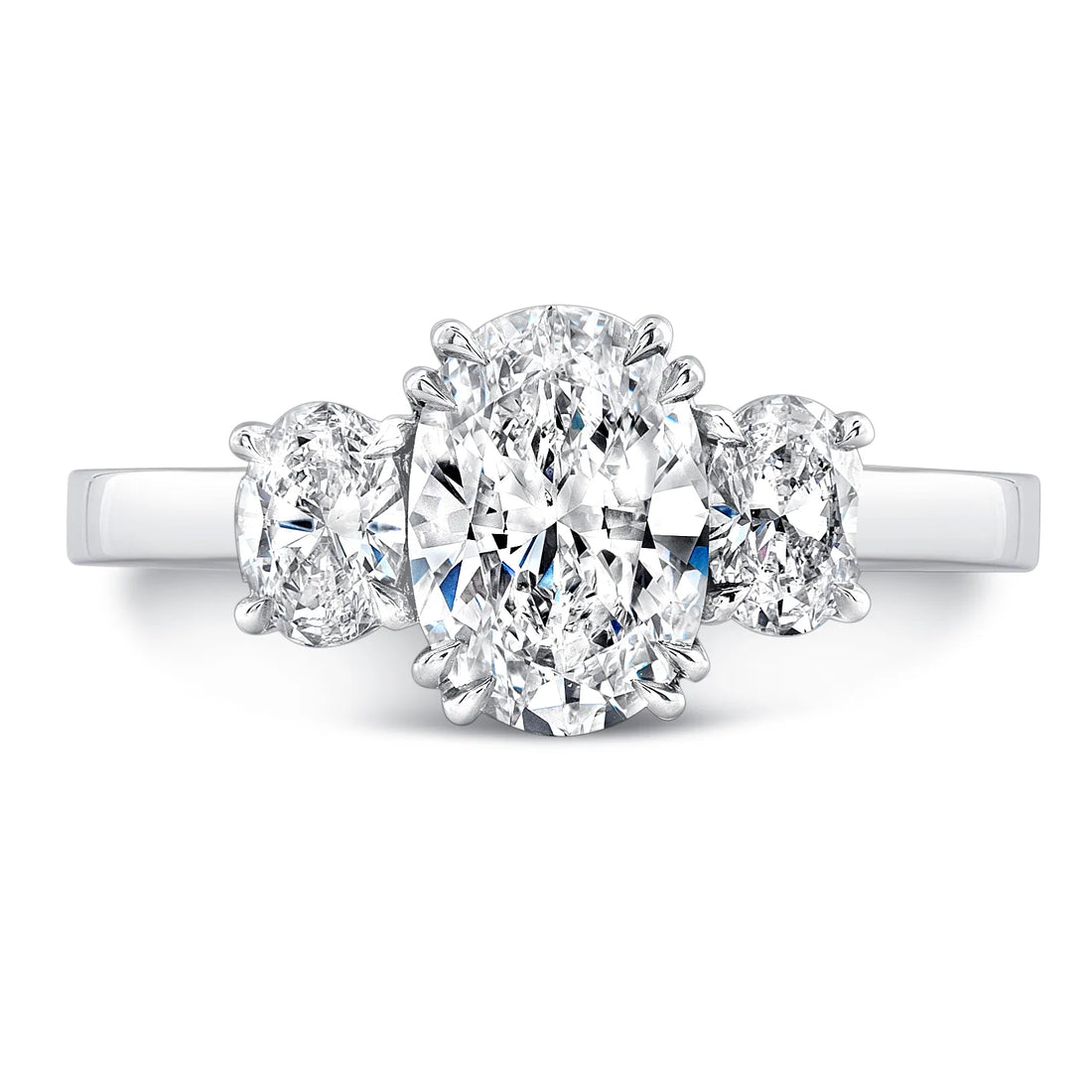 Uneek Signature Collection Three-Stone Oval Shaped Diamond Engagement Ring