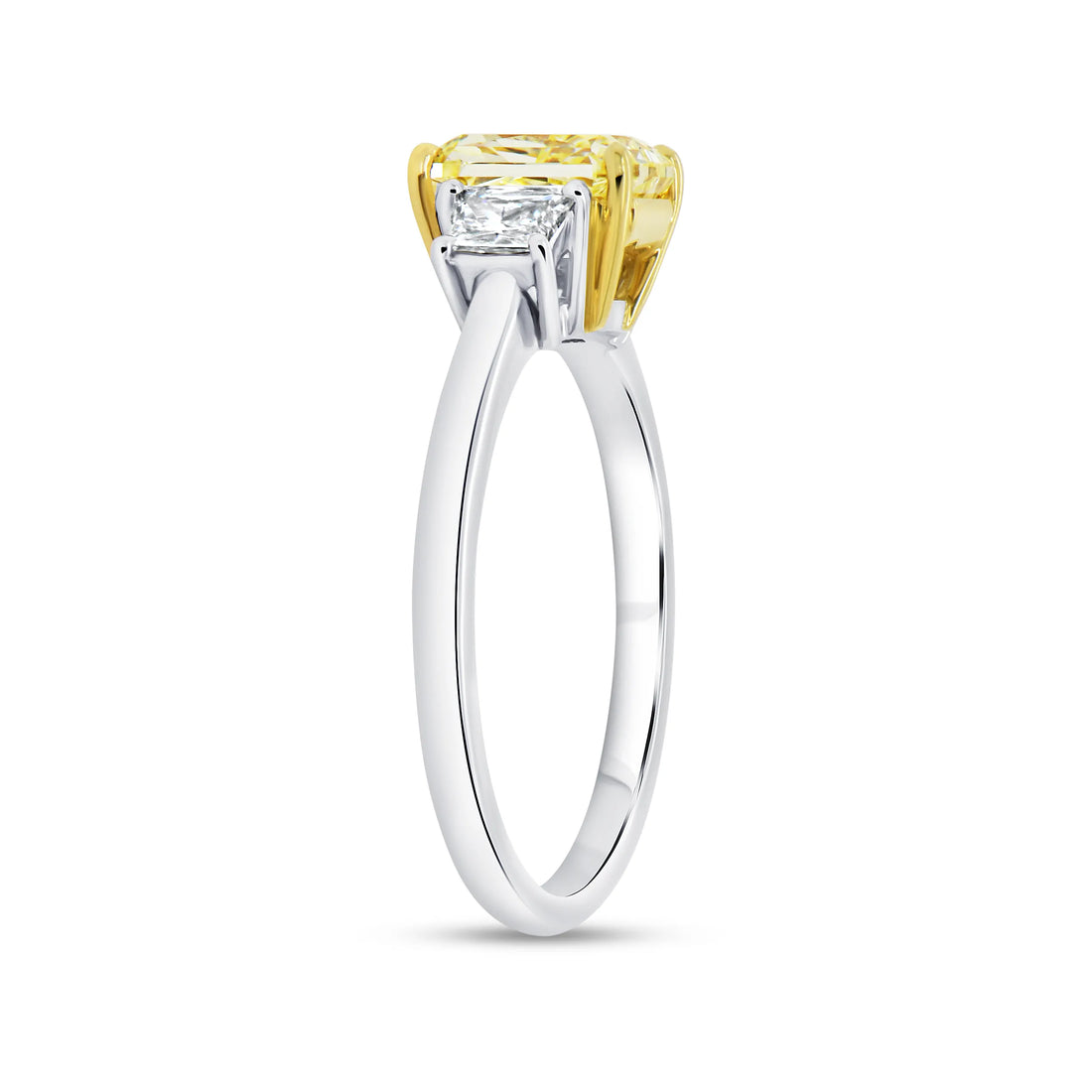 Uneek Natureal Collection Three-Stone Radiant Yellow Diamond Engagement Ring