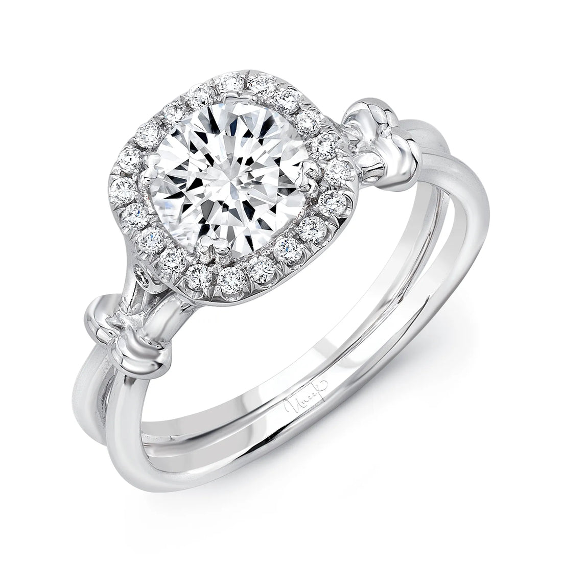 Uneek Silhouette Collection Halo Round Engagement Ring