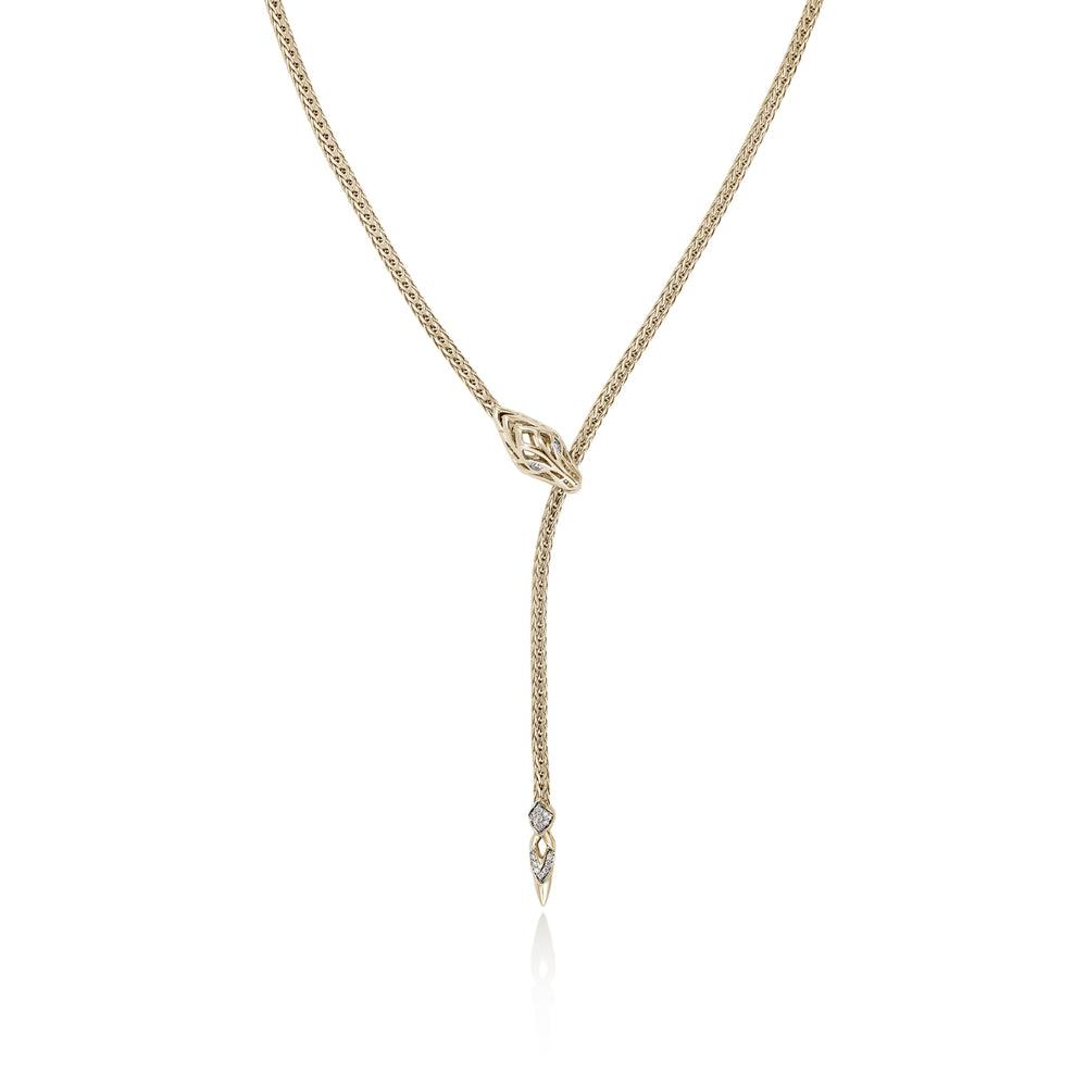 Naga Lariat, Gold, Diamonds, 2.5MM