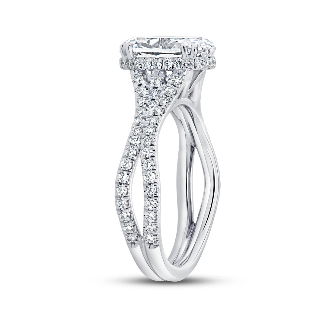 Uneek Signature Collection Split Oval Shaped Diamond Engagement Ring