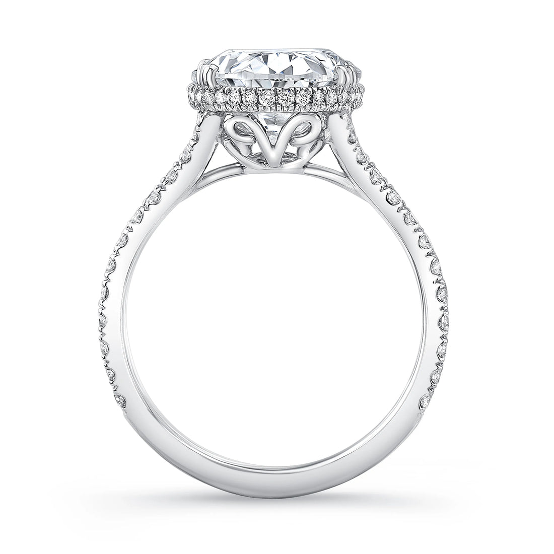 Uneek Signature Collection Under-Halo Oval Shaped Diamond Engagement Ring