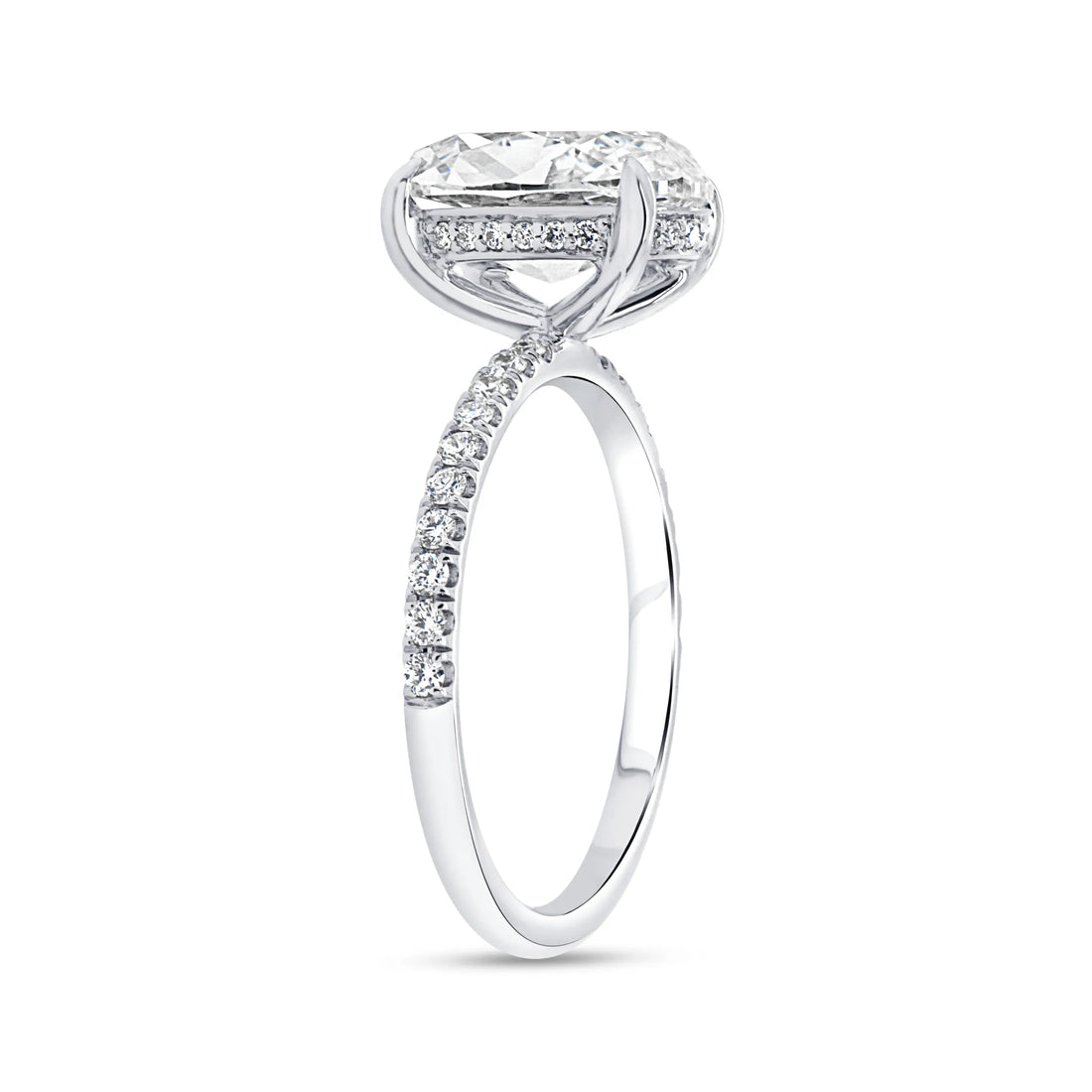 Uneek Signature Collection Under-Halo Oval Shaped Diamond Engagement Ring