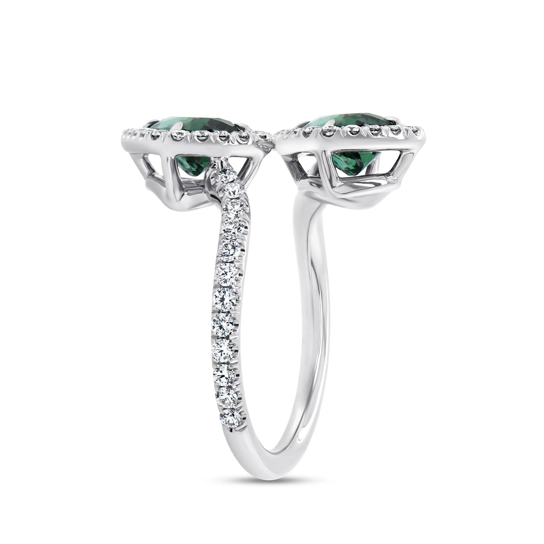 Uneek Precious Collection Bypass Cushion Cut Green Tourmaline Engagement Ring