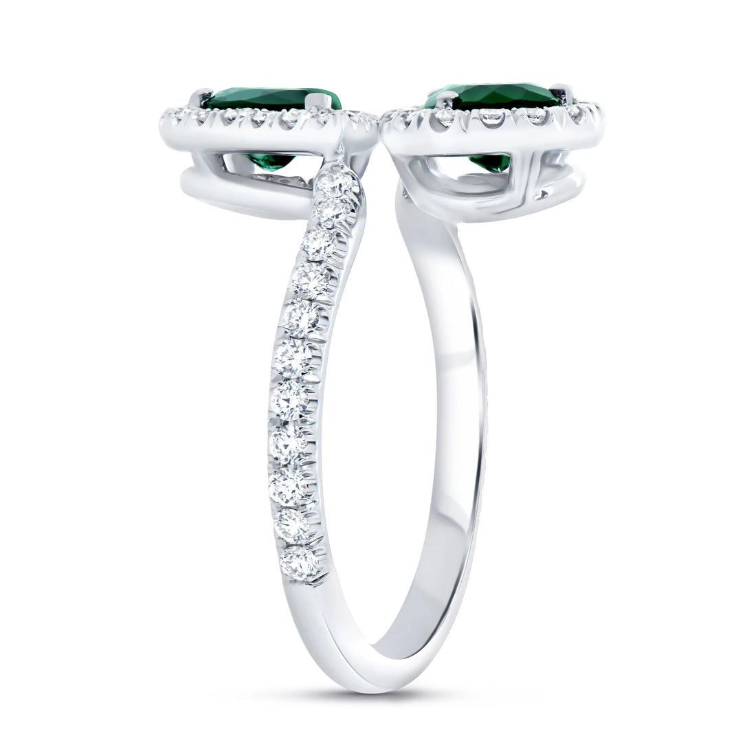 Uneek Precious Collection Bypass Pear Shaped Green Tourmaline Engagement Ring