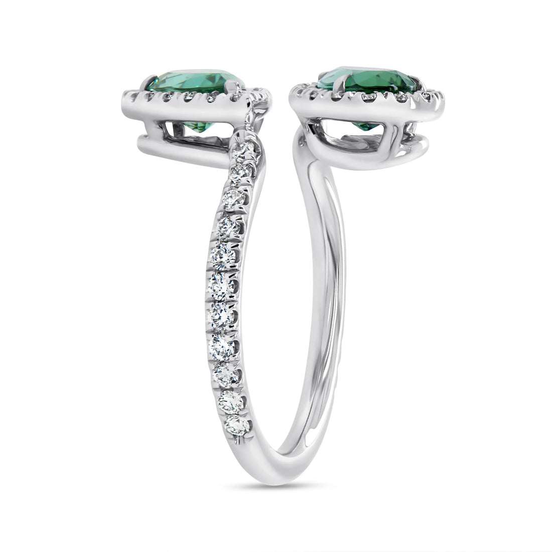 Uneek Precious Collection Bypass Pear Shaped Green Tourmaline Engagement Ring