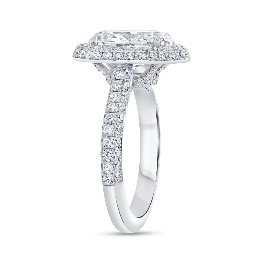 Uneek Signature Collection 3-Sided Oval Shaped Diamond Engagement Ring