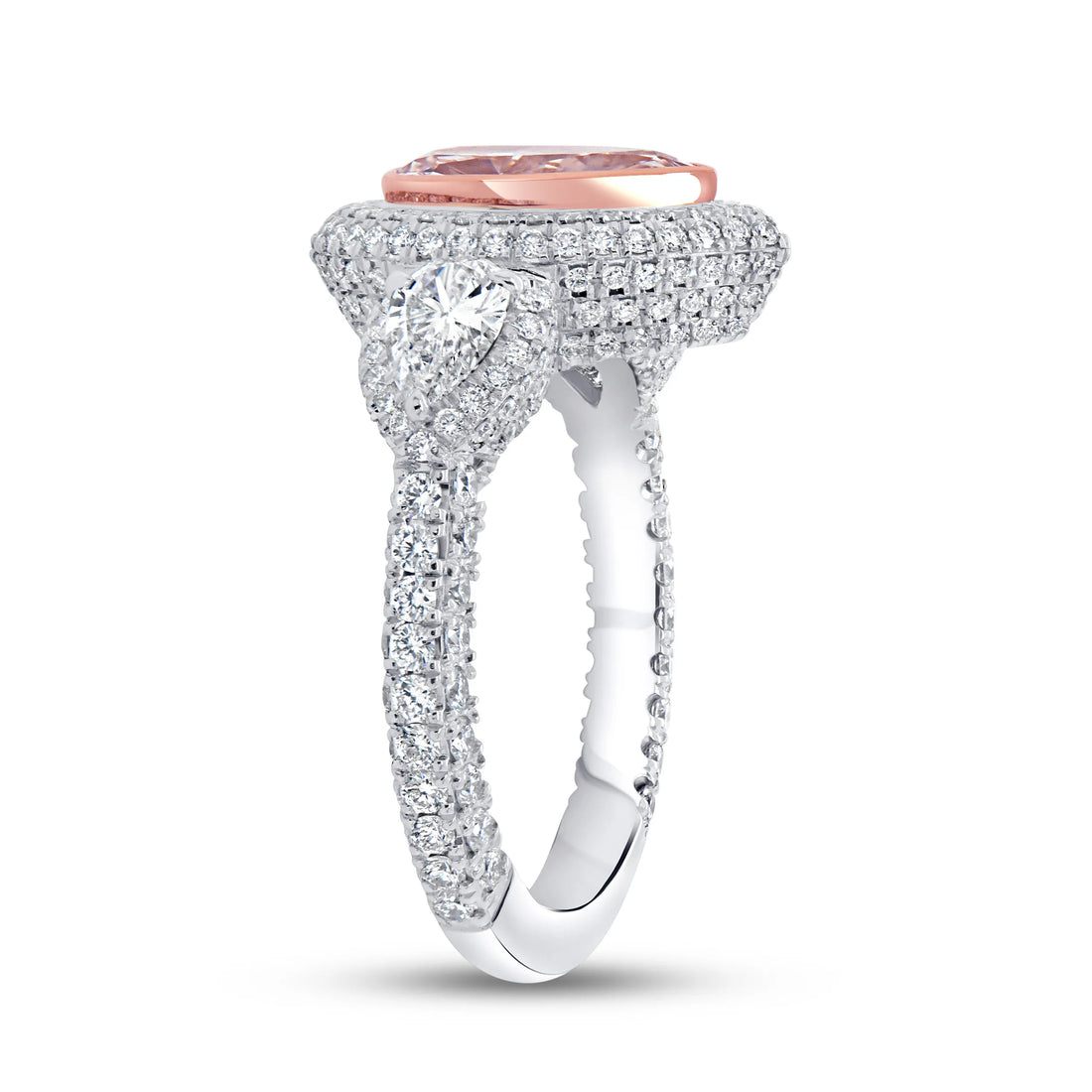 Uneek Natureal Collection 3-Sided Pear Shaped Light Pink Diamond Engagement Ring